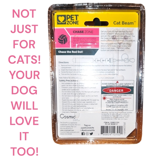 NEW PET ZONE ®️ CAT BEAM ™️ INTERACTIVE LASER CHASER CAT & DOG TOY - Picture 4 of 4